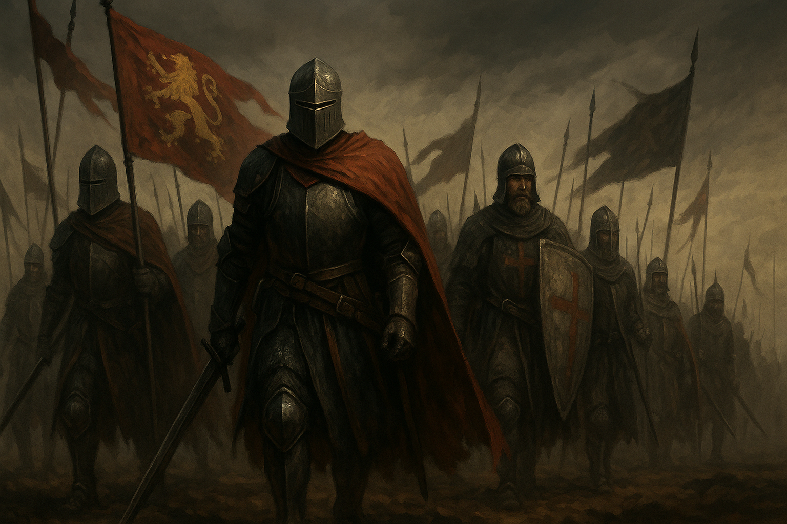 Knights preparing for battle